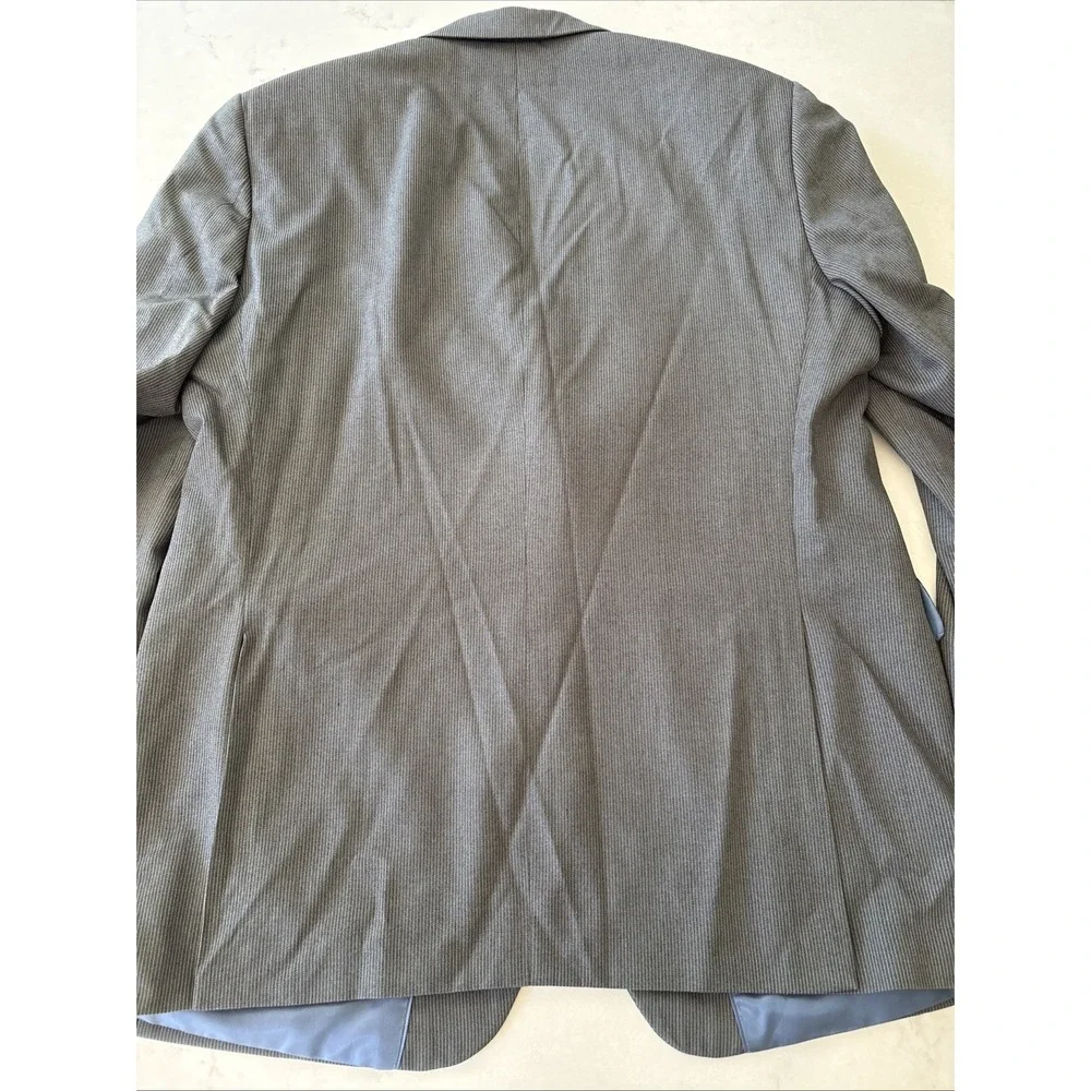 J Ferrar‎ Jacket Mens 42R Woven Blazer 2 Button Suit Coat Gray Pinstripe Modern